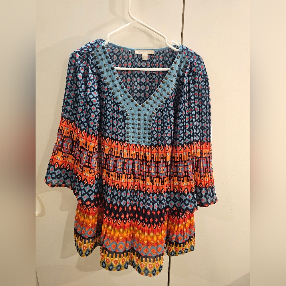 Woman Within Large 18/20 Blue/Orange Blouse